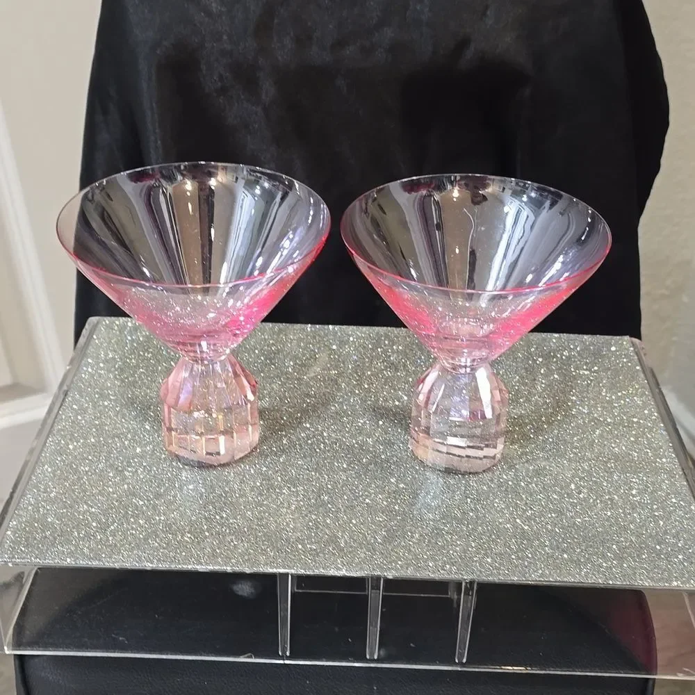 At Home Elegant Pink Crystal‎  Martini Glasses Set